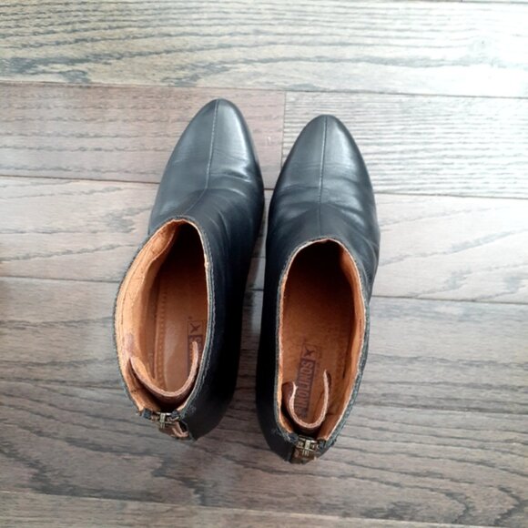 Pikolinos Women'S Leather Cowboy Western Ankle Bootie Black Size 37 Eu 6.5 Us - Picture 3 of 9